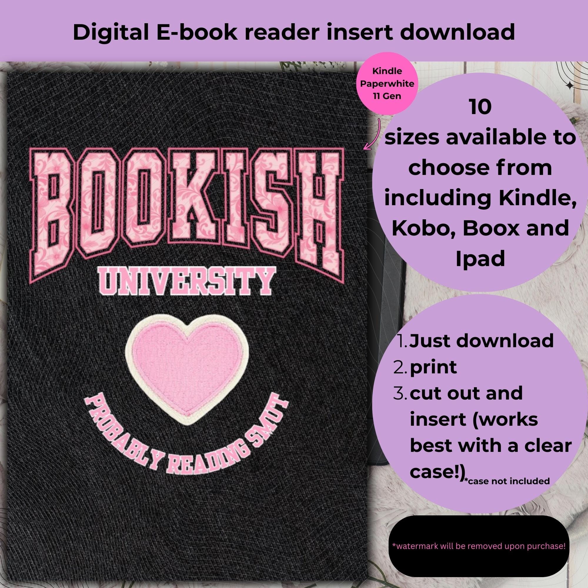 Bookish University "Probably reading Smut" e-book insert for Kindle, Kobo, Boox and Ipad!