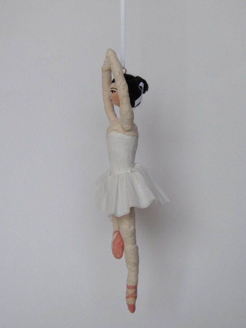 Custom Spun Cotton Snowflake Ballerina Christmas Ornament White Tutu Made to Order