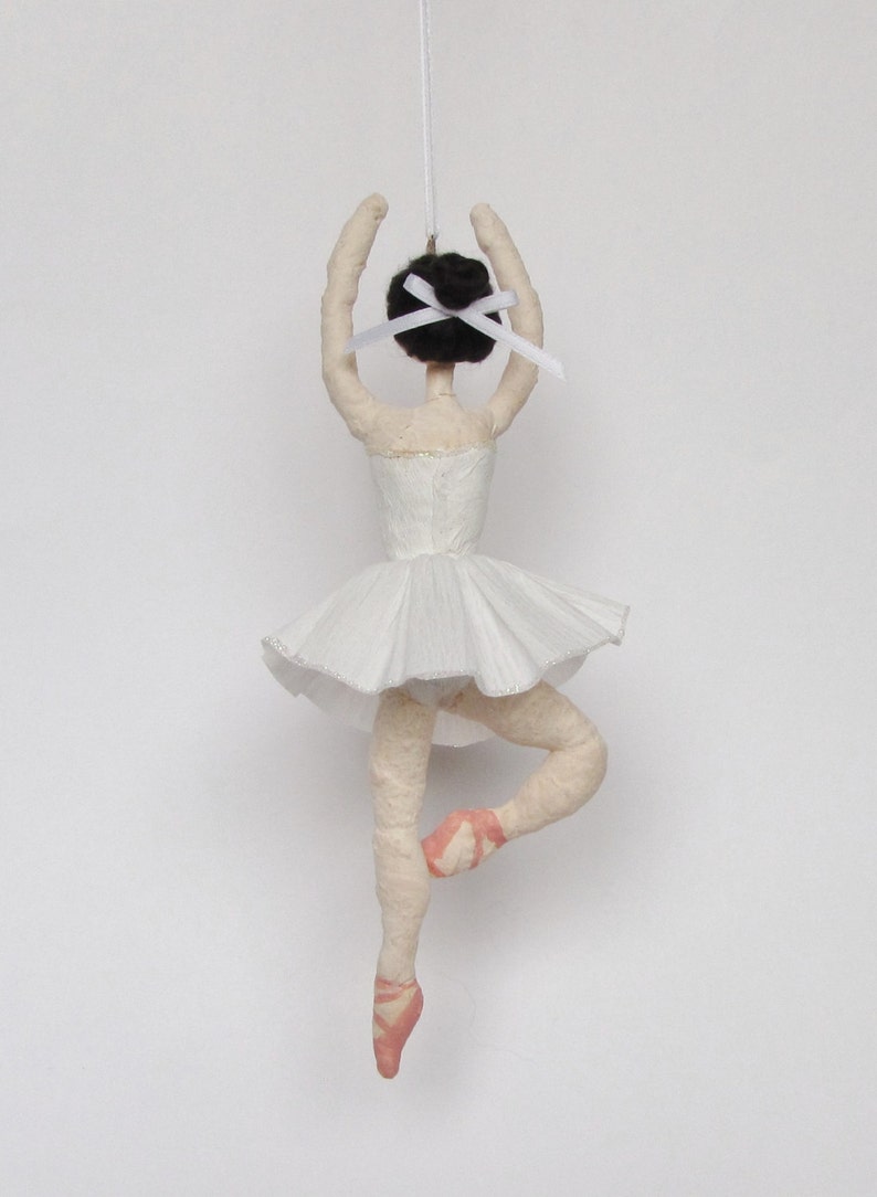 Custom Spun Cotton Snowflake Ballerina Christmas Ornament White Tutu Made to Order