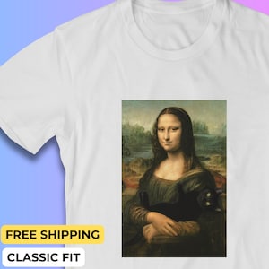 Mona Lisa Cat Shirt - Funny Art Graphic Tee, Black Cat Lover Gift, Vintage Mona Lisa Parody T-Shirt - FREE Shipping