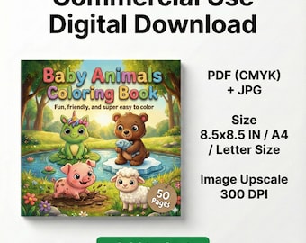 Printable Baby Animals Coloring Book | Kawaii Kids Pages |  Animal Toddler Activity Book