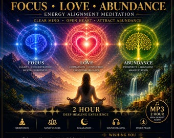 2 Hour Energy Alignment Meditation, Focus Love Abundance Sound Healing (MP3 Download)