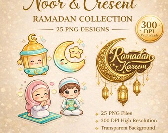 Pacchetto di clipart del Ramadan - Bambini musulmani PNG, disegni islamici pastello (uso commerciale, download digitale)