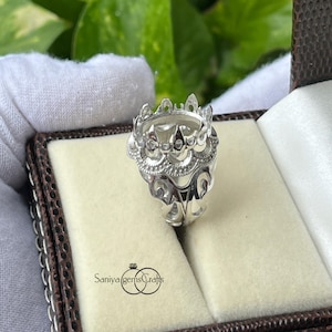 14x10MM Semi Mount Oval Ring In 925 Sterling Silver Blank Ring, Beautiful Prong Setting Oval Shape Semi Mount Men&#39;s Ring, Semi Mount Jewelry