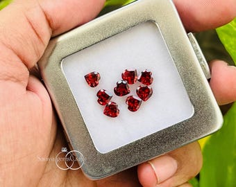 5mm Mozambique Red Garnet Heart, Loose Gemstone Lot