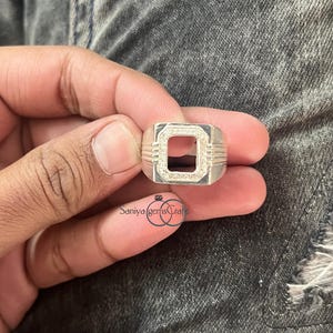 10x8MM Semi Mount Emerald Cut Ring In 925 Sterling Silver Blank Ring, Beautiful Halo Rectangular Shape Semi Mount Men&#39;s Ring, Prong Setting
