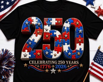 Shirt Amerika 250 puzzelstuk, viering 250 jaar T-shirt, shirt patriottische VS jubileum, 1776 2026 Freedom Apparel