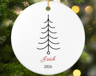 Adorno navideño personalizado, adorno con nombre personalizado, adorno para árbol escandinavo, regalo con nombre para niños, recuerdo navideño familiar, decoración minimalista