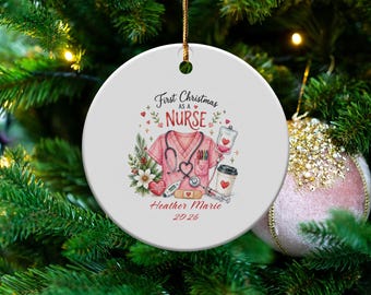 First Christmas as a Nurse Ornament, Personalized New Nurse Gift, Nursing Graduation Keepsake