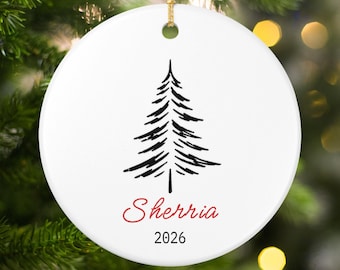 Adorno navideño personalizado, adorno con nombre personalizado, adorno familiar, regalos con nombres para niños, arte minimalista para el árbol de Navidad, recuerdo navideño