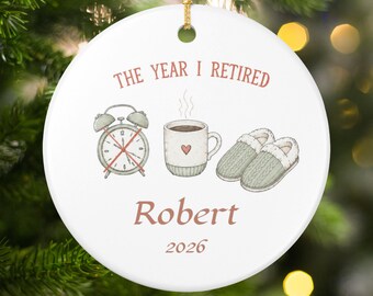Adorno de jubilación, regalo de jubilación personalizado, regalo para compañero de trabajo jubilado, recuerdo de jubilación, adorno navideño para nuevo jubilado, regalo de despedida