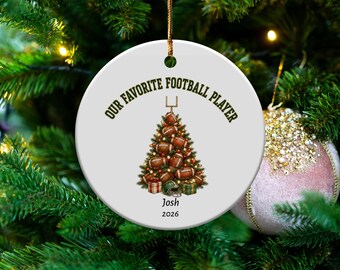 Personalized Football Ornament, Christmas Gift for Player, Sports Keepsake for Son, Touchdown Ornament, Son football season, Personalized