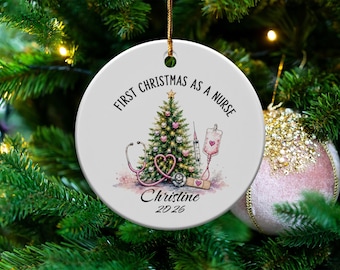 First Christmas as a Nurse Ornament, Personalized New Nurse Gift, Nursing Graduation Keepsake, Grandparent Gift, Young Nurse accomplished.