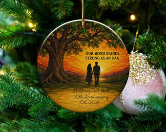Adorno de aniversario con forma de roble, recuerdo de vidriera sintética, decoración romántica para parejas al atardecer, regalo de aniversario de bodas para esposa y esposo.
