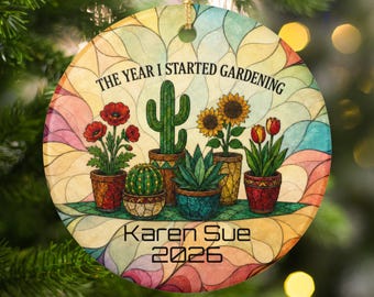 Regalo para jardineros, adorno personalizado para jardineros, arte en vidrieras sintéticas, regalo de Navidad para amantes de la jardinería, primer recuerdo de jardinería, regalo para nuevos aficionados.