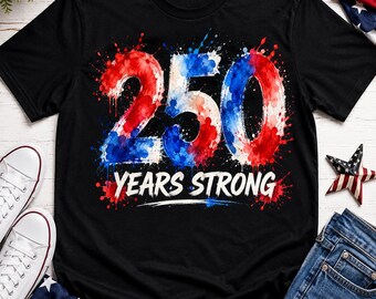 Shirt Amerika 250 jaar sterk, patriottische aquarel VS jubileumshirt, Fourth Of July Celebration cadeau voor Amerikanen
