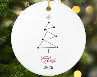 Adorno navideño personalizado, adorno con nombre personalizado, adorno moderno para el árbol, regalo con nombre para niños, recuerdo navideño familiar, decoración minimalista de estrellas