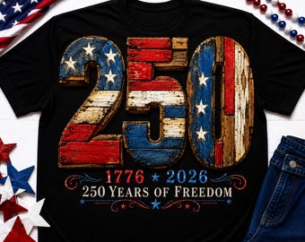 Shirt Amerika 250 rustiek hout, patriottisch T-shirt met Barnwood-vlag, 1776 2026 jubileumshirt, geschenk VS vrijheidsviering