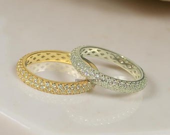 Vigselring med guldbelagd diamant, elegant alliansring, stapelbar brudring, minimalistisk förlovningsring, elegant jubileumspresent till henne