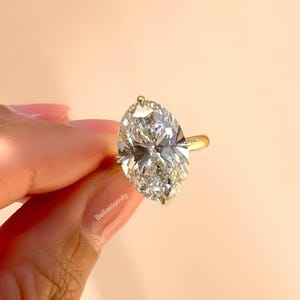 4.50 CT Oval Cut Colourless Moissanite Engagement Ring in Yellow Gold Classic Solitaire Compass Prong Proposal Ring anniversary gift for her