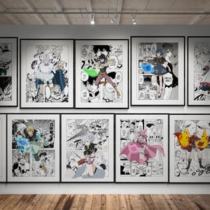 Ensemble d&#39;affiches d&#39;anime Black Clover : art manga, décoration murale de chambre à coucher (téléchargement numérique)