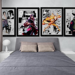 Naruto set of four posters | Anime art | Sasuke Poster | Itachi | Manga posters | Digital download