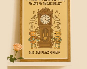 Romantische Roboter Paar Illustration - Liebeslied zum Jahrestag (Digitaler Download)