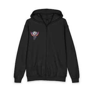 Regenbogen Drache Emblem Hoodie | Bunter Geflügelter Drache Zip-Up