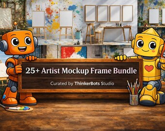 Künstler Mockup Rahmen Bundle, Studio Leinwand Staffelei Displays (Digitaler Download)