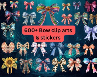 600+ Aquarell Schleife Clipart Bundle - Florale, Galaxie, Tier-Druck PNGs (Digitaler Download)