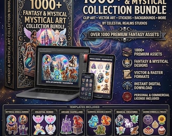1000+ Fantasy Sticker | Meerjungfrau, Fee, Einhorn Clipart (digitaler Download)