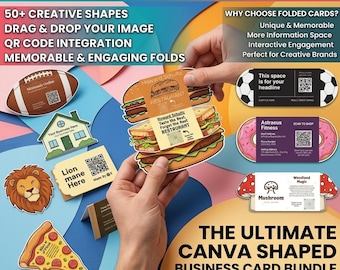 Canva förmige Visitenkarten Vorlagen | Bäckerei, Grundbesitz, Lebensmittel, Sport (Digitaler Download)