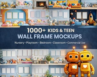 Kids Room Frame Mockup Bundle | Nursery & Playroom Interior (Digital Download)
