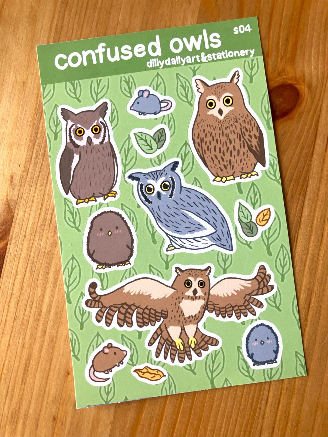 Confused Owls Sticker Sheet | Handmade Illustrated Stickers - Etsy