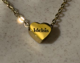 Personalized Heart Necklace, Custom Name Engraved Pendant, 18K Gold Plated Stainless Steel