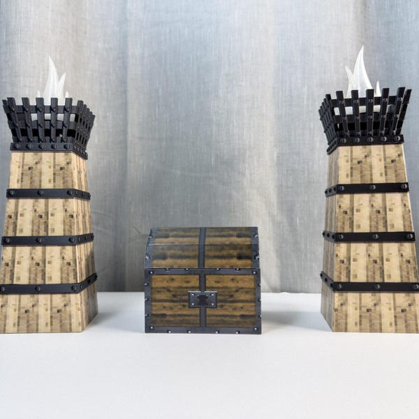Zelda Ocarina of Time Dungeon Torch & Treasure Chest Set - 3D Printed Decor