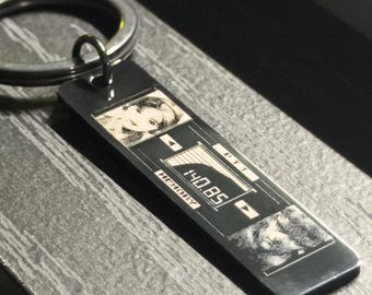 Metal Gear Solid Codec Keychain | Personalized Name Tag, Engraved Black Stainless Steel Keyring