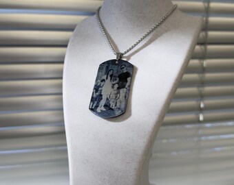 Custom Photo Dog Tag Necklace, Engraved Stainless Steel Military Chain, Personalized Keepsake Pendant