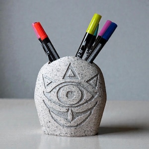 Zelda Gossip Stone Pencil Holder | Handmade Gamer Desk Organizer
