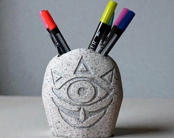 Zelda Gossip Stone Pencil Holder | Handmade Gamer Desk Organizer