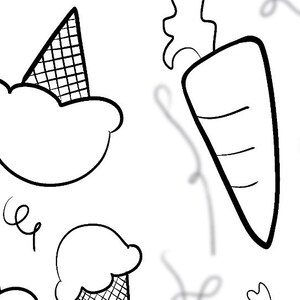 Food doodles for coloring - Handmade just for you!