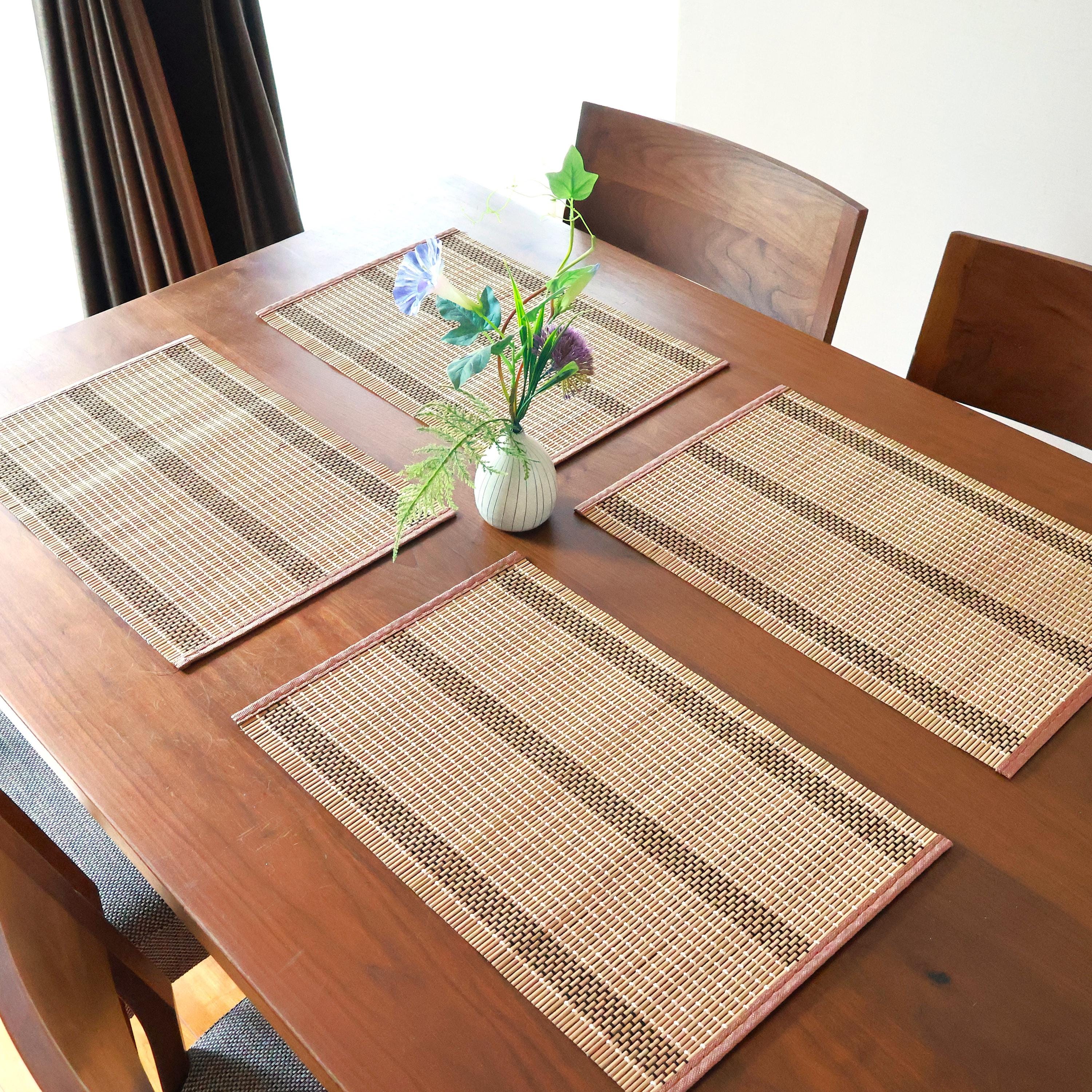 Japanese Style Natural Stripe Pattern Bamboo Placemats Set of 2 or 4 ...