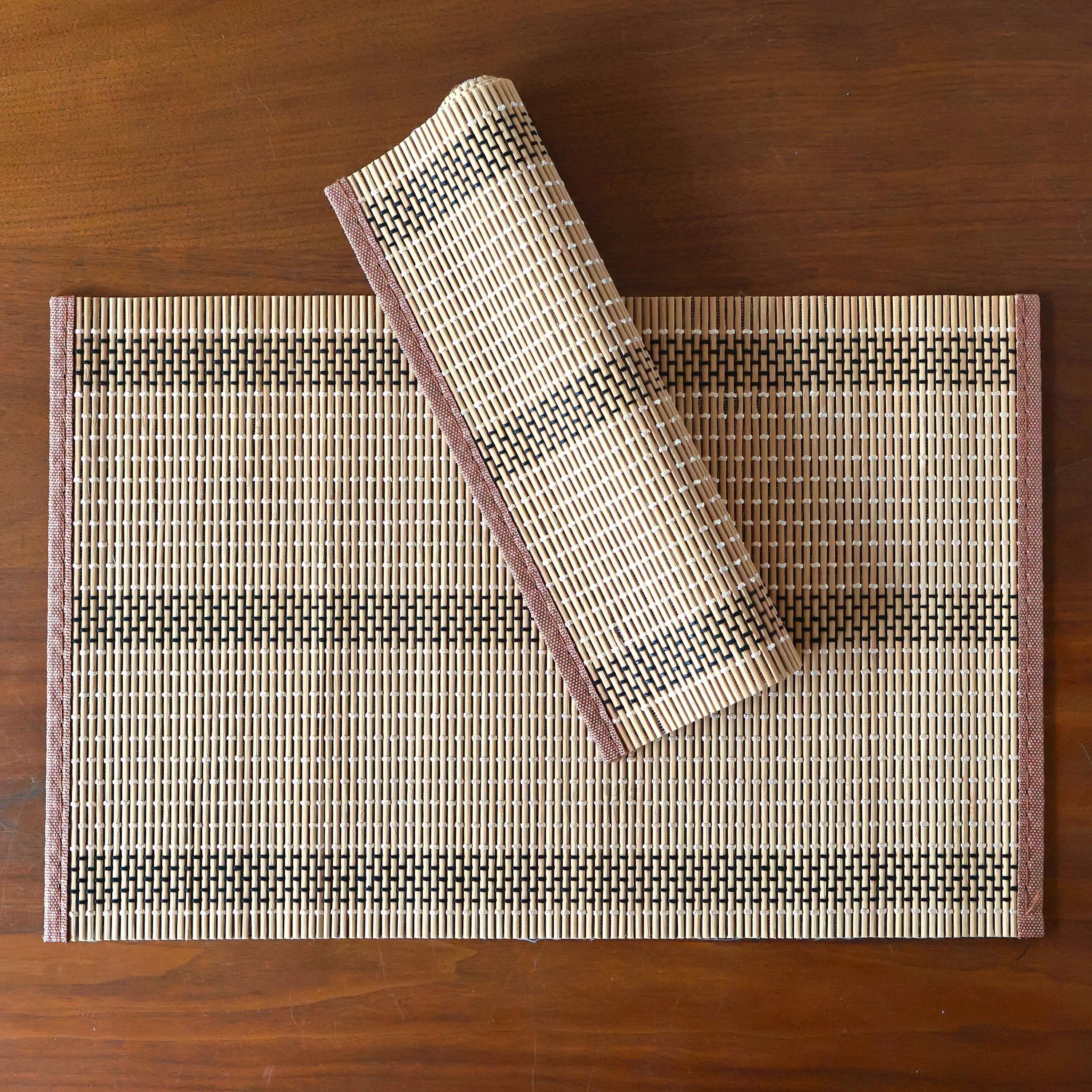 Japanese Style Natural Stripe Pattern Bamboo Placemats Set of 2 or 4 ...