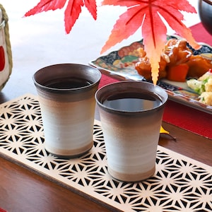 Elegant Japanese Sake Sipping Cups Set of 2 – Handcrafted Ceramic Pottery by MaruSe Kiln, Tamba Ware – Perfect Gift for Sake Lovers