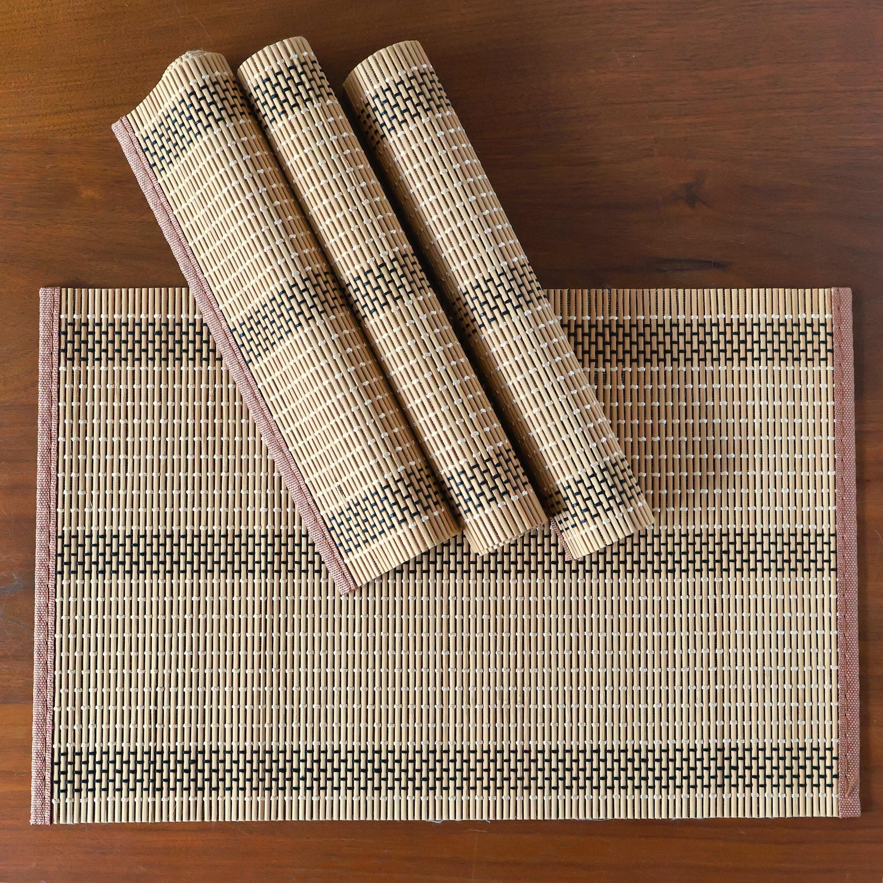 Japanese Style Natural Stripe Pattern Bamboo Placemats Set of 2 or 4 ...