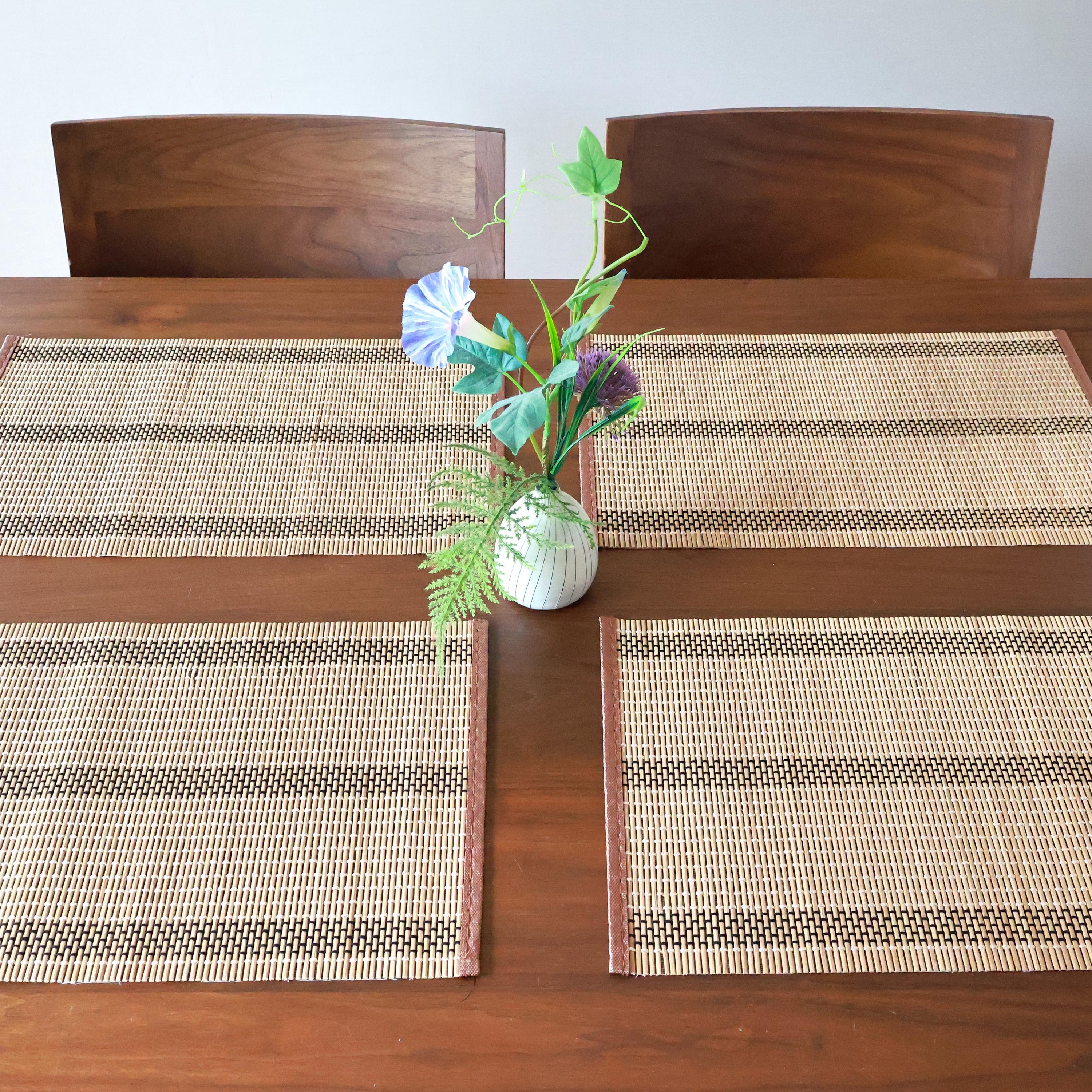 Japanese Style Natural Stripe Pattern Bamboo Placemats Set of 2 or 4 ...
