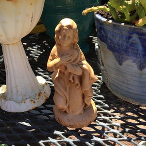 Chalkware Beige Virgin Mary Statue