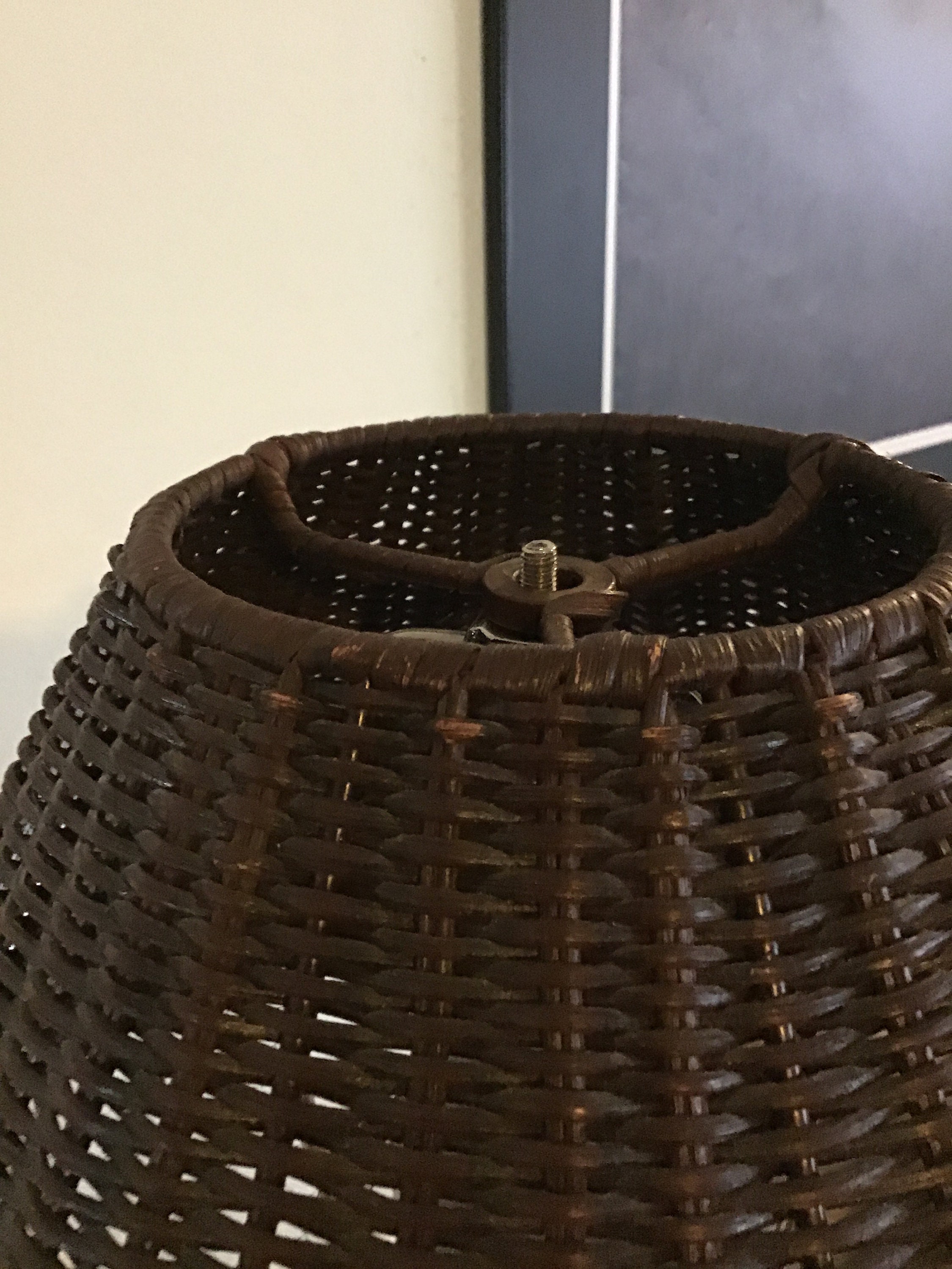 Vintage Brown Wicker Large Lamp Shades Set of 2 Etsy