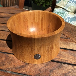 Staved Bamboo Modern Eco Friendly Bowl Signed