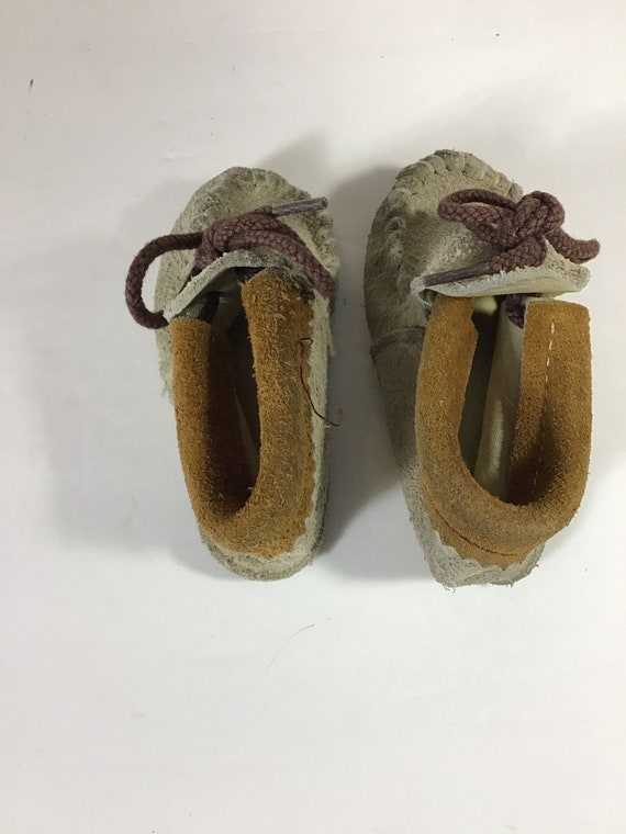 Vintage Handmade Leather Baby Moccasins - image 2